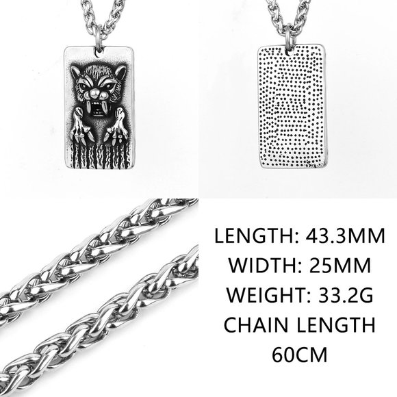 Domineering Saber-toothed Tiger Beast Tiger Stainless Steel Necklace, GP1231428 - Picture 6 of 7